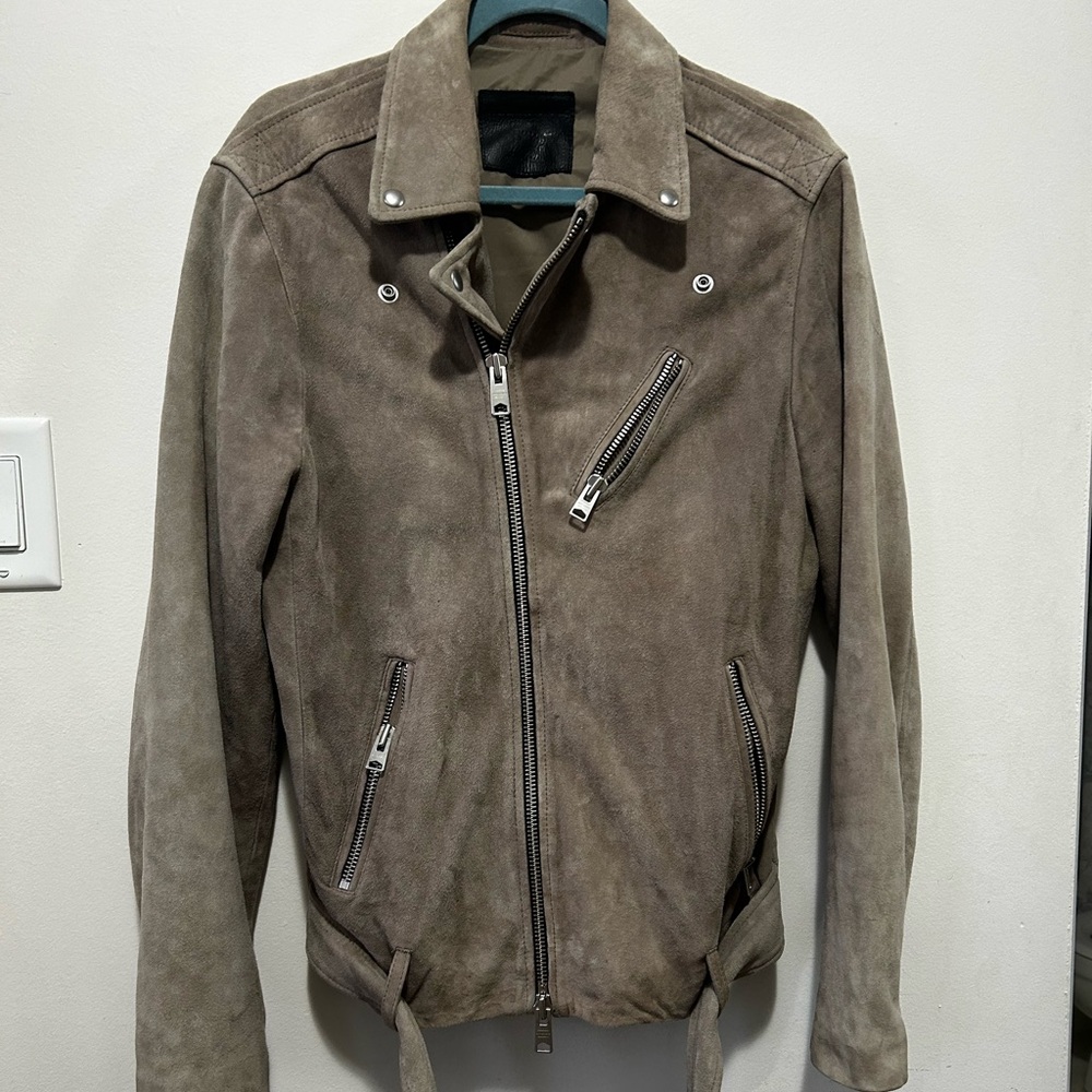 AllSaints Rigg suede biker jacket.